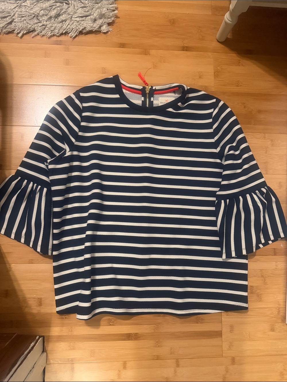 Striped Navy and White Bell Sleeve Top